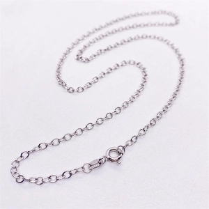 Detailed view of S925 sterling silver cable chain necklace with spring ring clasp