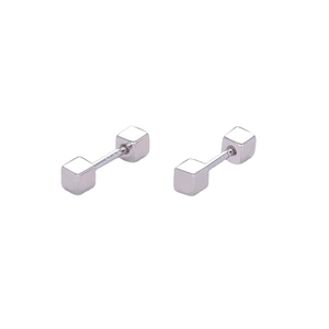 Orecchini a perno minimalisti in argento S925 con cubi e finitura argento opaco
