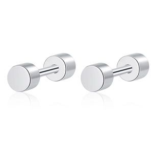 925 Sterling Silver Dumbbell Stud Earrings Screw Back Double Headed Minimalist Barbell Earrings Industrial Style Jewelry Unisex