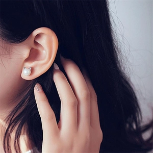 S925 Sterlingsilber Katzenohr Ohrstecker Mit Künstlicher Perle Süßer Tier Schmuck Geschenk Für Damen Mädchen Accessoire