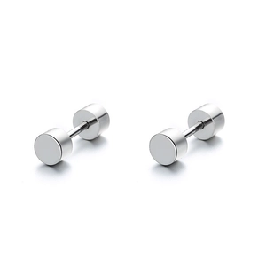 Polished S925 sterling silver barbell stud earrings with screw back minimalist design