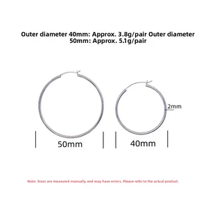 Detailed comparison of 40mm and 50mm sterling silver hoop earrings with size specifications