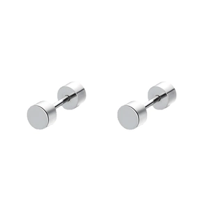 Minimalist S925 sterling silver barbell stud earrings with double cylindrical screw back
