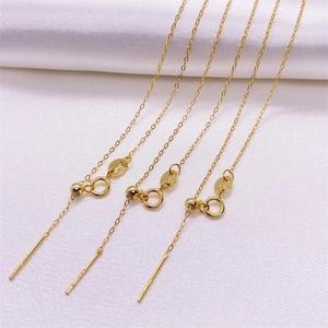 Adjustable S925 sterling silver gold-plated cable chain with sliding needle bead