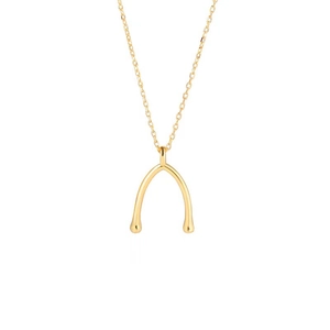 S925 Sterling Silver Wishbone Pendant Necklace Minimalist Gold Plated Dainty Clavicle Chain Jewelry For Women Daily Wear Gift
