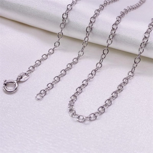 Classic S925 sterling silver O-chain necklace with Italy hallmark and spring clasp
