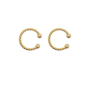 Paire de boucles d'oreilles manchette dorées torsadées en forme de C pour oreilles non percées