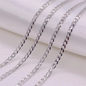 925 Sterling Silver Curb Chain Necklace For Men Women Minimalist Hexagonal Link Chain Unisex Fashion Hip Hop Jewelry