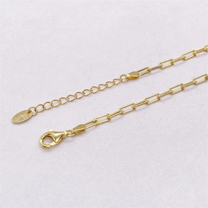 Bracciale a catena a graffetta in argento sterling S925 placcato oro con chiusura a moschettone