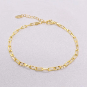 Bracciale a catena a graffetta in argento S925 placcato oro con chiusura a moschettone