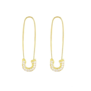 Orecchini a Spilla da Balia in Argento Sterling 925 per Donna Placcati in Oro Con Strass Minimalisti Orecchini Pendenti