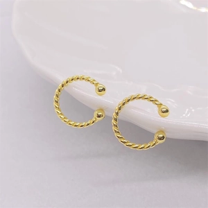 Bague d'Oreille Torsadée Tressée en Argent Sterling 925 Minimaliste Sans Perçage Boucles d'Oreilles Enveloppantes Forme C Plaqué Or Bijoux