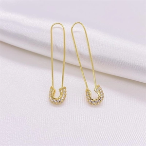 Orecchini a spilla in argento S925 dorato con zirconi brillanti incastonati per donna