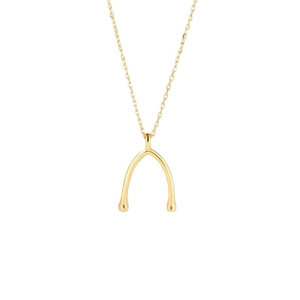 Polished S925 sterling silver gold plated wishbone pendant necklace for women