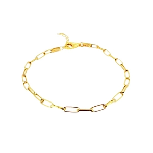 Bracciale a catena a graffetta minimalista in argento S925 placcato oro con chiusura a moschettone