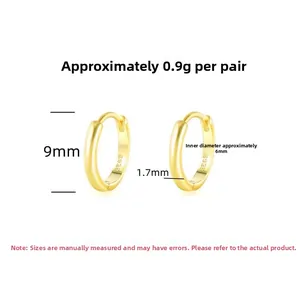 Detailed dimensions of gold S925 sterling silver hoop earrings showing size and S925 hallmark