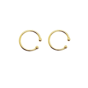Pair of gold S925 sterling silver ear cuffs with sphere ends in a minimalist open design