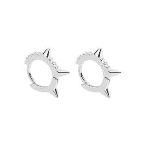 S925 sterling silver geometric hoop earrings with punk spikes and zircon stones