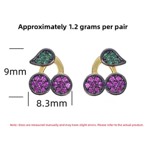 Dimensions détaillées et poids des boucles d'oreilles cerise en argent 925 et pierres