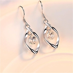 Elegant S925 sterling silver spinning zircon hook earrings with marquise frame design