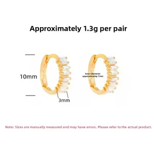Dimensioni dettagliate dei cerchietti in argento S925 dorato da 10mm con zirconi