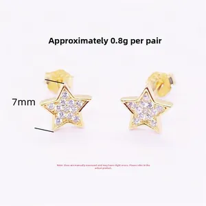Macro shot of S925 sterling silver star studs with purple zircon inlay and 7mm measurement