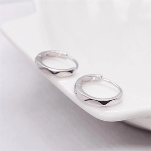 Elegant S925 sterling silver geometric rhombus cut hoop earrings for a minimalist look