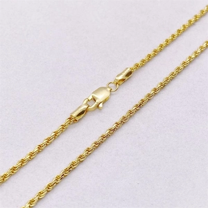 Élégant collier chaîne de corde en argent 925 plaqué or avec fermoir mousqueton