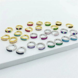 Orecchini a cerchio in argento S925 con cristalli di zirconia multicolore moda