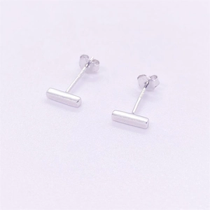Minimalist S925 sterling silver bar stud earrings with polished finish and butterfly back