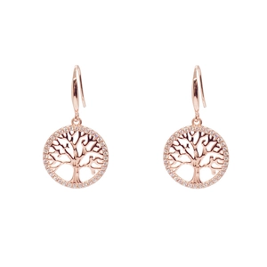 925 Sterling Silver Tree Of Life Drop Earrings Elegant Hollow Rhinestone Inlaid Dangle Hook Earrings Fashion Women Jewelry Gift