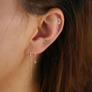 S925 sterling silver star and snake earrings set with zircon studs for women
