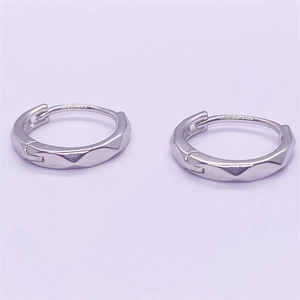 925 Sterling Silver Rhombus Faceted Hoop Earrings For Women Men Minimalist Geometric Ear Buckle Fashion Jewelry Gift