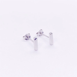 Minimalist S925 sterling silver bar stud earrings with a high-polished metallic finish