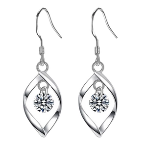 Classic S925 sterling silver twist drop earrings with sparkling round cubic zirconia