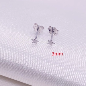Minimalist S925 sterling silver star stud earrings with textured surface 3mm size