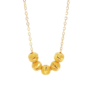 Collier en argent S925 avec pendentif de cinq perles dorées givrées et texturées