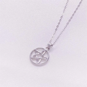 Minimalist S925 sterling silver necklace featuring a hollow star and ring pendant