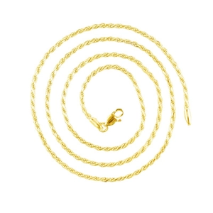 Chaîne corde minimaliste en argent S925 avec un design torsadé classique plaqué or brillant
