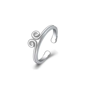 S925 sterling silver adjustable open ring with vintage auspicious cloud pattern