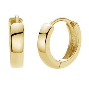 Polished S925 sterling silver gold hoop earrings with minimalist buckle design
