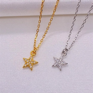 Minimalist S925 sterling silver star pendant necklace set in gold and silver finish