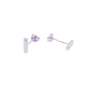 Minimalist S925 sterling silver rectangular bar stud earrings with polished mirror finish