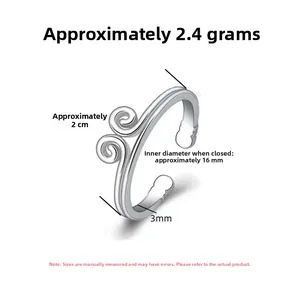Detailed view showing dimensions and weight of S925 sterling silver retro ring