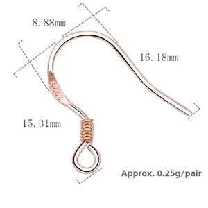 Detaillierte S925 Sterling Silber Ohrhaken Spezifikationen in Roségold-Optik