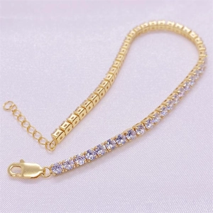 Elegant gold plated S925 sterling silver tennis bracelet with sparkling cubic zirconia stones