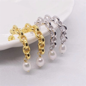 Boucles d'oreilles pendantes en argent S925 avec perles baroques en coloris or et argent