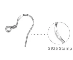 Makroaufnahme der S925 Sterling Silber Ohrhaken mit detailliertem S925 Stempel