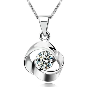 Pendentif fleur de rose rotative en argent sterling S925 avec pierre de zircon brillante