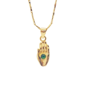 Collier Pendentif Main De Fatma En Argent Sterling 925 Strass Vert Mauvais Œil Paume Collier Pour Unisexe Bijoux Hip Hop Cadeau